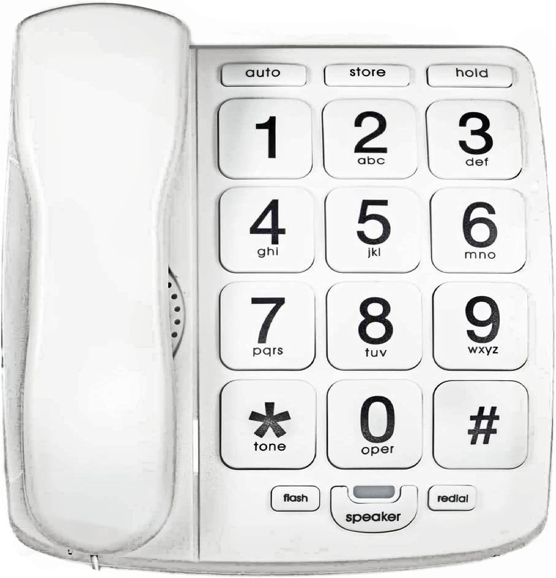 Tyler TBBP-4-WH Telephone for Seniors - Large Button Landline Phone for Elderly with Loud Speaker, Speed Dial, Ringer Volume Control, Wall Mount - Easy to See & Press Numbers - Works in Power Outage
