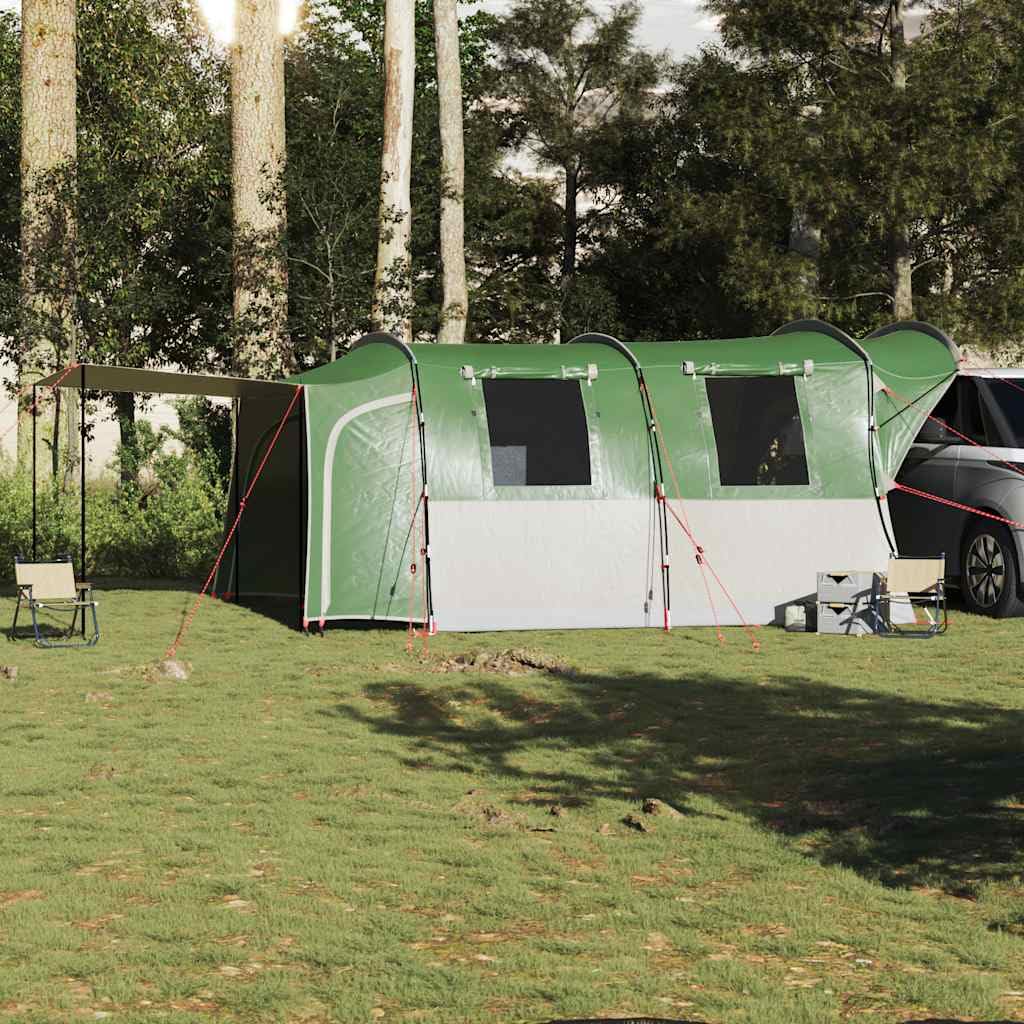 Tenda per auto per 4 persone, verde, impermeabile, tenda da campeggio pieghevole in poliestere con rivestimento in PU, impermeabile e antivento, facile da montare con pali e cinghie robuste