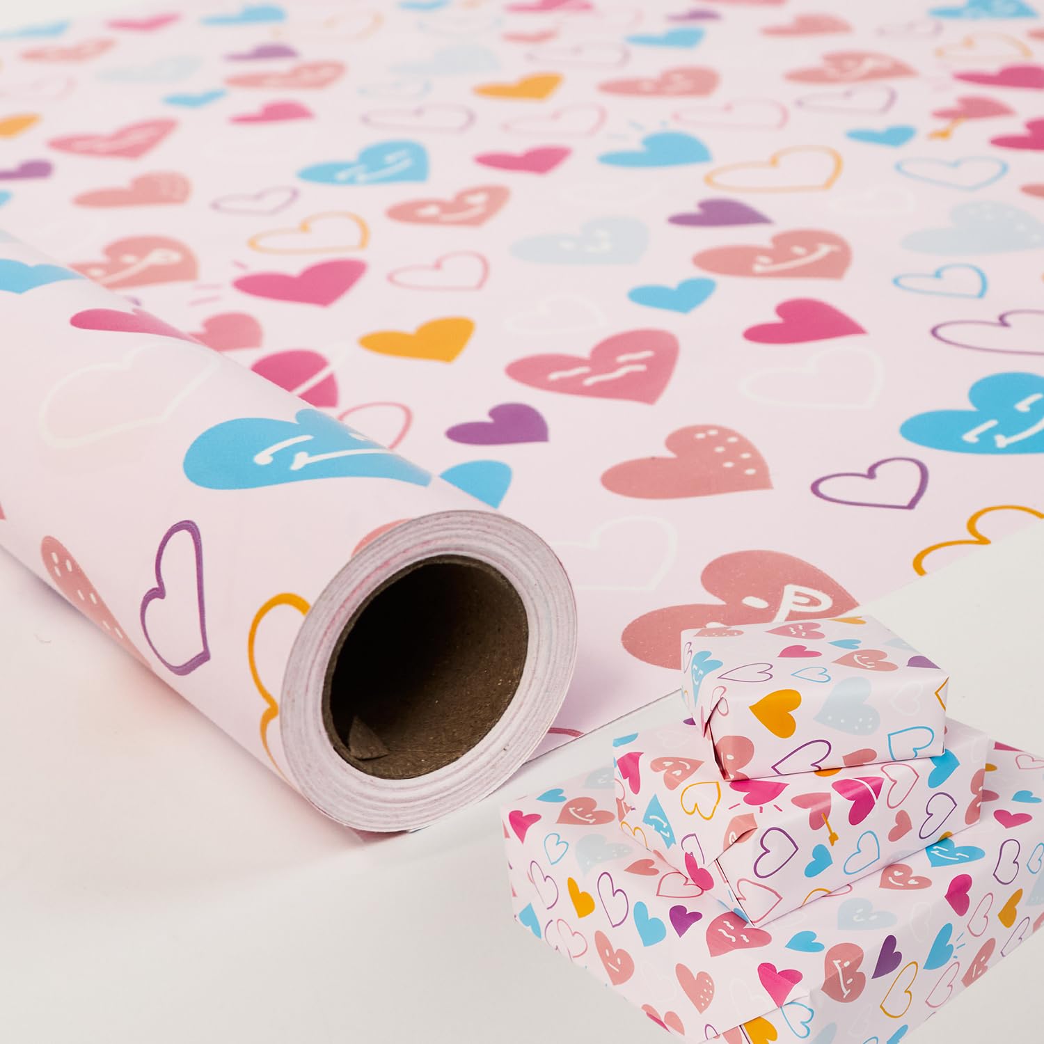 Birthday Gift Wrapping Paper Roll,43cm x 10m Colorful Love Wrapping Paper,Colored Gift Wrap paper for Birthday, Valentine's Day,Party,Christmas,Festive Decorations (love)