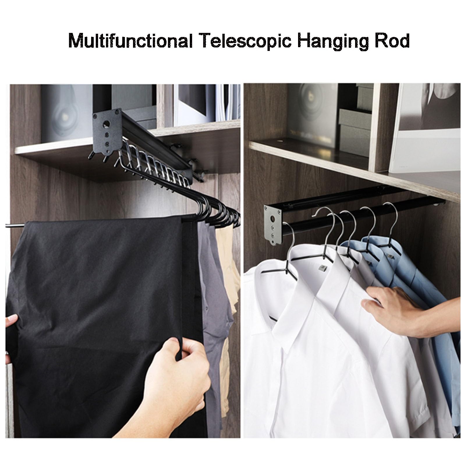 Genérico Perchero retráctil para Pantalones para Armario - Perchero Que Ahorra Espacio, soporta hasta 30 kg - Ideal para organizar Vaqueros y Pantalones, 30 cm de Ancho