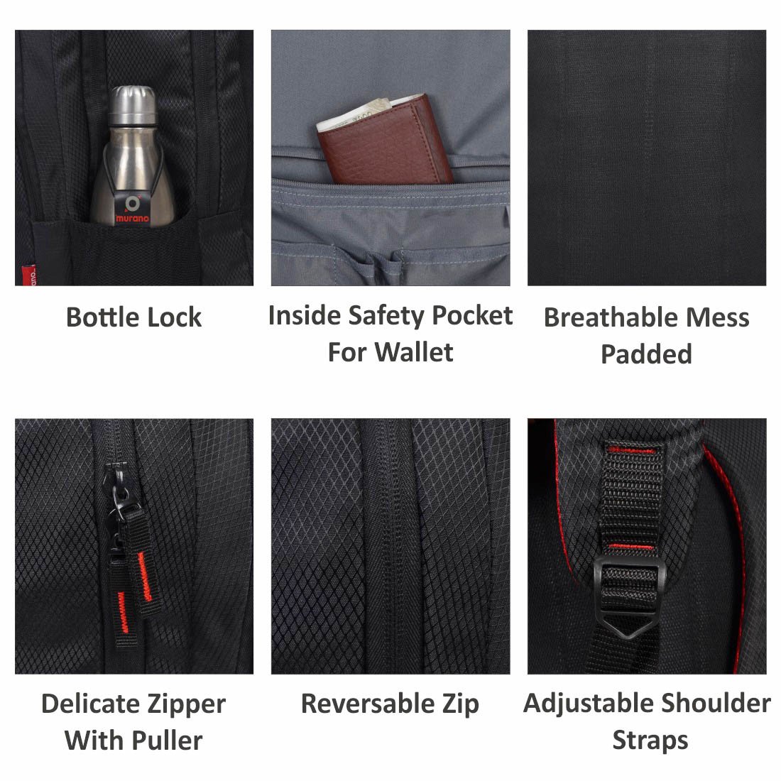 Murano Velocity 35 LTR Casual Backpack with 3 Compartment and Polyester Water Resistance Backpack for Men and Women 4 71tp3srll5L. SL1100