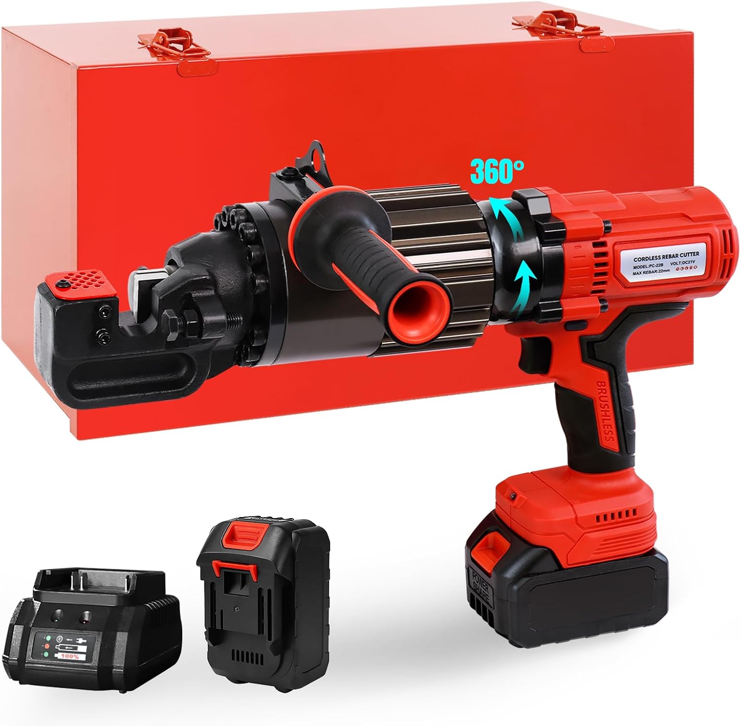 LOSCHEN 360-degree Rotation Cordless Rebar Cutter,Portable Handheld Rebar Cutting Saw,Electric Hydraulic Rebar Cutter,Cutting up from 3/20" #3 to 5/8" #5 (4-16mm) Rebar (Li-ion Battery Version)
