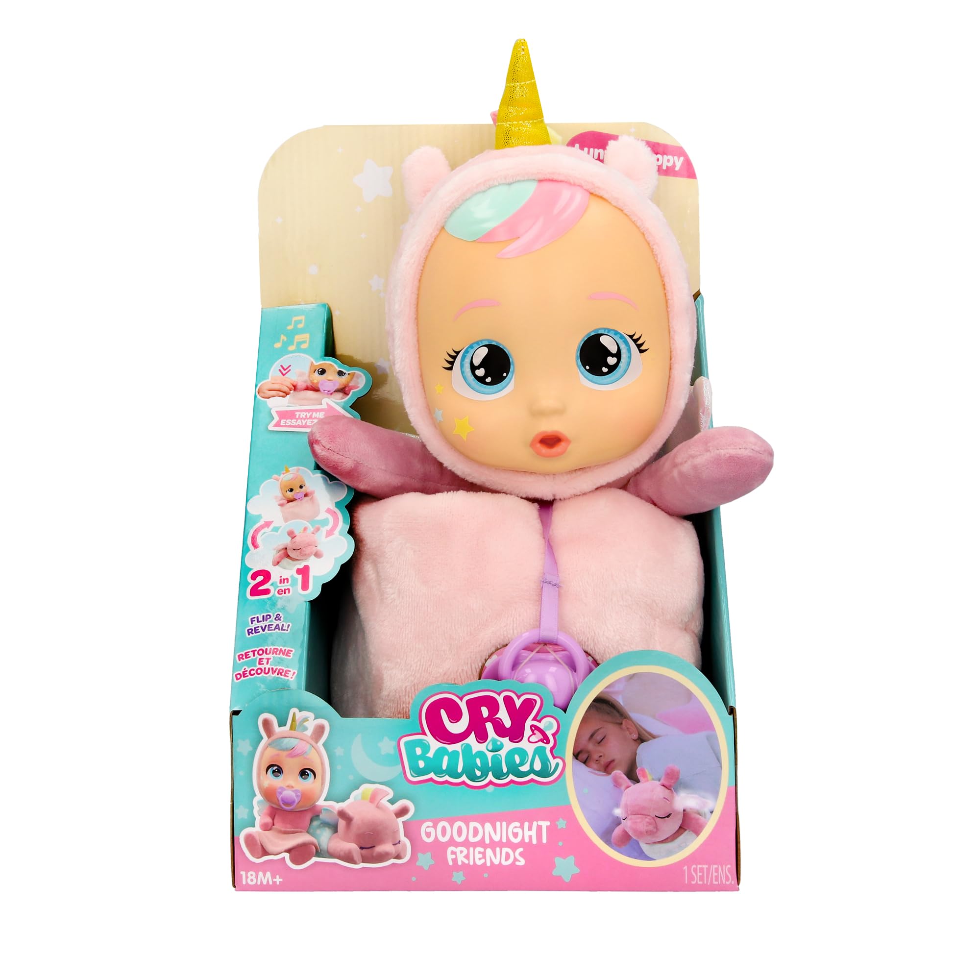CRY BABIES Luna & Poppy Bambola Interattiva Amici Della Buonanotte Luna e Poppy Vanno a Dormire, Luci Magiche, Suoni e Ninne Nanne Per Bambini Bambini a partire da 3 anni