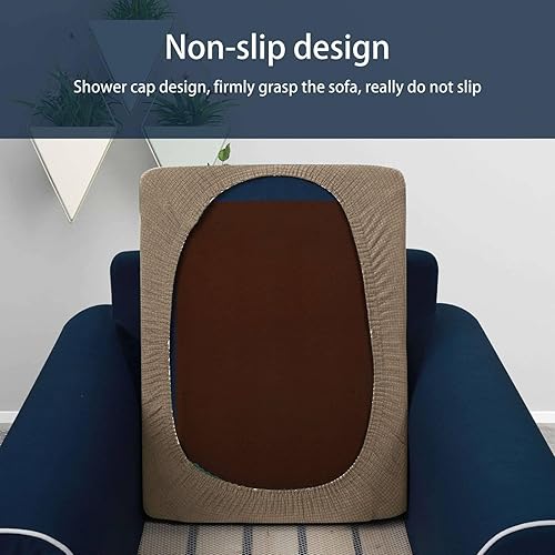 Miniatura 5 de SIELUNO Fundas de cojín elásticas de tela jacquard para sofá, fundas protectoras para silla, sofá biplaza individual, 1 asiento, color natural, 1