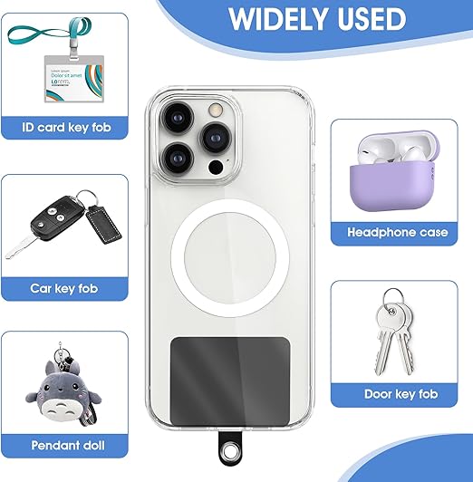 Bremorou 10 Ciondoli Per Cellulare Con Cordino, Adattatore, Per Cellulare, Universale, La Maggior Parte Degli Smartphone, Nero , 1.53 × 2.1 Zoll - Foto 4