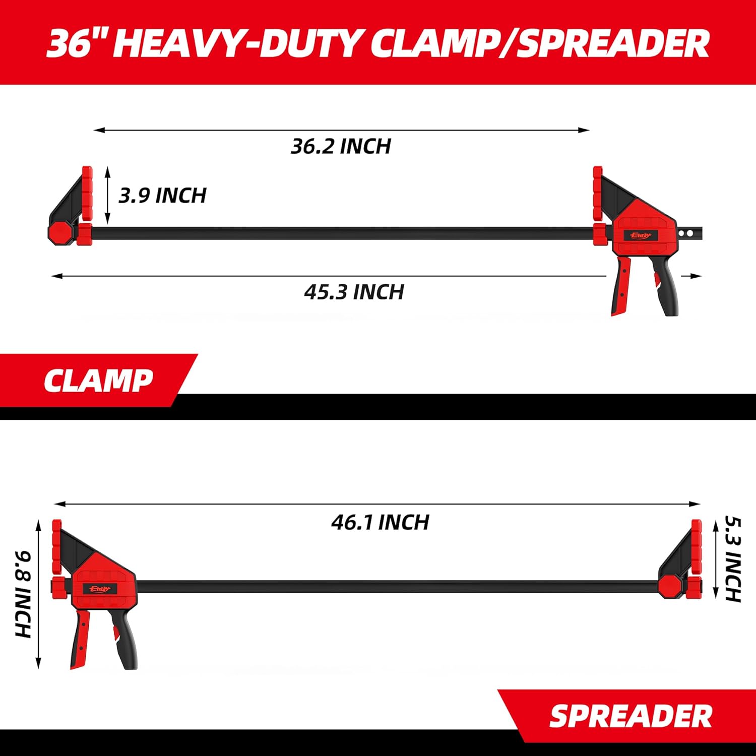 Bar Clamps for Woodworking, 2-Piece 36 Inch Clamps Set with 550 LBS Load Limit, One-Handed Clamp/Spreader, Heavy-Duty Quick-Change F Clamp, Ideal for Woodworking/Carpentry/Home Improvement/DIY