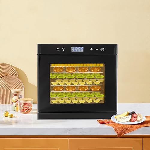 Miniatura 4 de awolsrgiop Deshidratadores mejorados para alimentos y cecina, secadora deshidratada de 700 W, máquina secadora de bandejas de acero inoxidable 86,