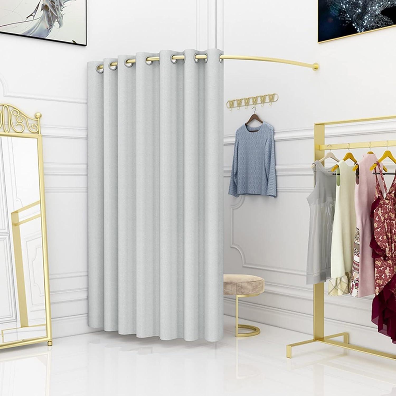 Changing Room, C Type Dressing Room, Portable Simple Changing Room, for Shopping Centre Office, Easy to Assemble (Color : Gray, Size : 120x120cm)