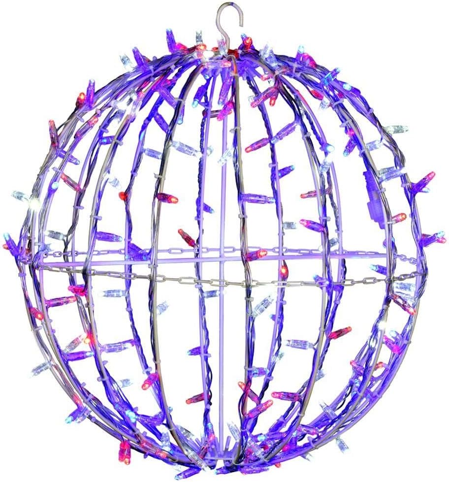 Vickerman 20" Foldable Jumbo Sphere with 180 Red, White, Blue LED Twinkle Lights