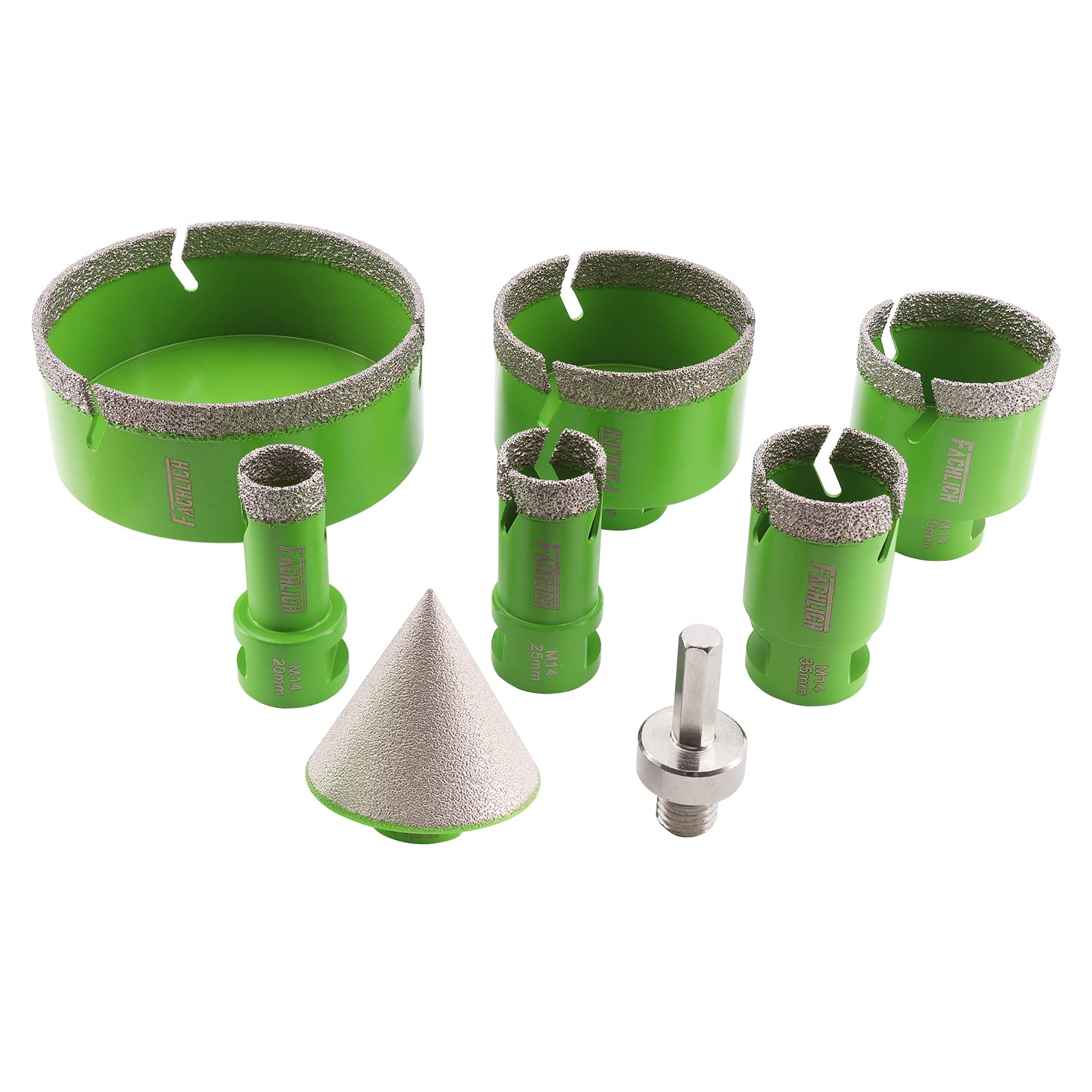 Brocas de Diamante 20/25/35/50/68/100mm 8 Piezas/Juego y 50mm Fresa y Adaptador para Perforación en Seco Porcelana Azulejo Granito Mármol