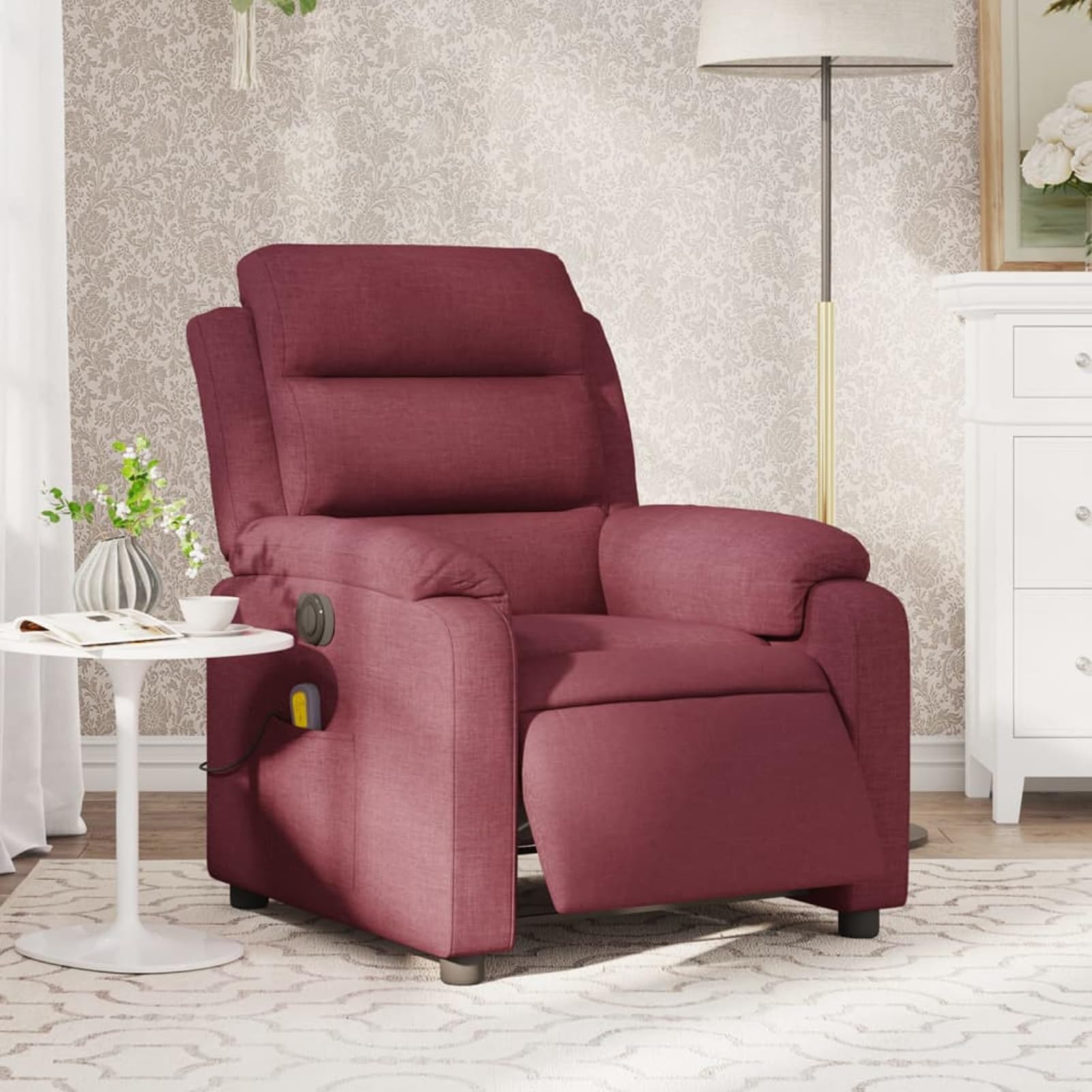 LAPOOH Poltrona Massaggiante Reclinabile Elettrica Rosso Vino Tessuto,Poltrone Relax et Chaise Longue,Poltrona Relax Massaggiante,Poltrona Massaggiante-3204971