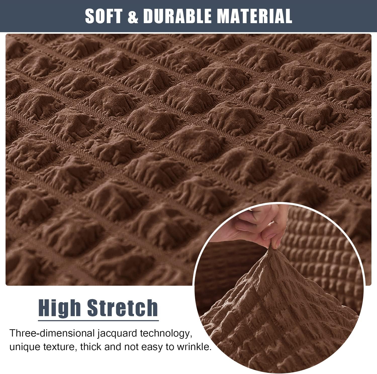 CONRUSER Dining Room Bench Covers, Stretch Bench Slipcovers Soft Bench Protector with Skirt Washable Bench Seat Cover for Living Room and Kitchen (Brown, Large)