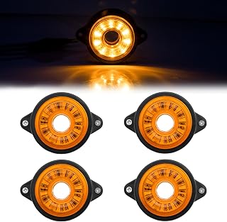 4PCS Rond Feux Gabarit Remorque, Feux de gabarit Avant Feux Arrière Lampes Universel Dynamique Indicateur de Position pour Remorque Voiture Véhicule Camion (Jaune)