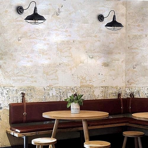 Miniatura 5 de Lámpara de pared industrial retro de cuello de cisne, lámpara de granero con pantalla de jaula de metal negro, aplique de pared para interiores y
