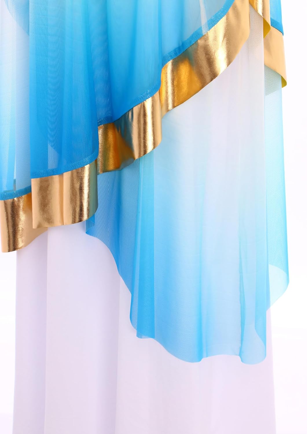 Girls Lyrical Praise Dance Dress Sleeveless Metallic Worship Tunic Full Length Liturgical Church Robe