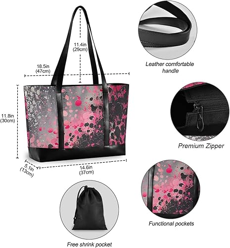 Miniatura 4 de Peach Leopard Starry Bolsa de maletín impermeable para mujer con cremallera bolsa de mano para el trabajo para viajes gimnasio vacaciones con