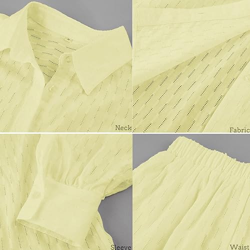 Miniatura 6 de Fixmatti 2 Piece Outfits Long Sleeve Button Down Shirt and Shorts Sweatsuit Lounge Sets