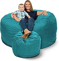 Vista 42 de ULTIMATE SACK 6000 Silla Puf de 6 Pies con Reposapiés, Funda de Gamuza Negra – Tumbona de Espuma de Gran Tamaño, Asiento de Suelo, Sofá Pequeño
