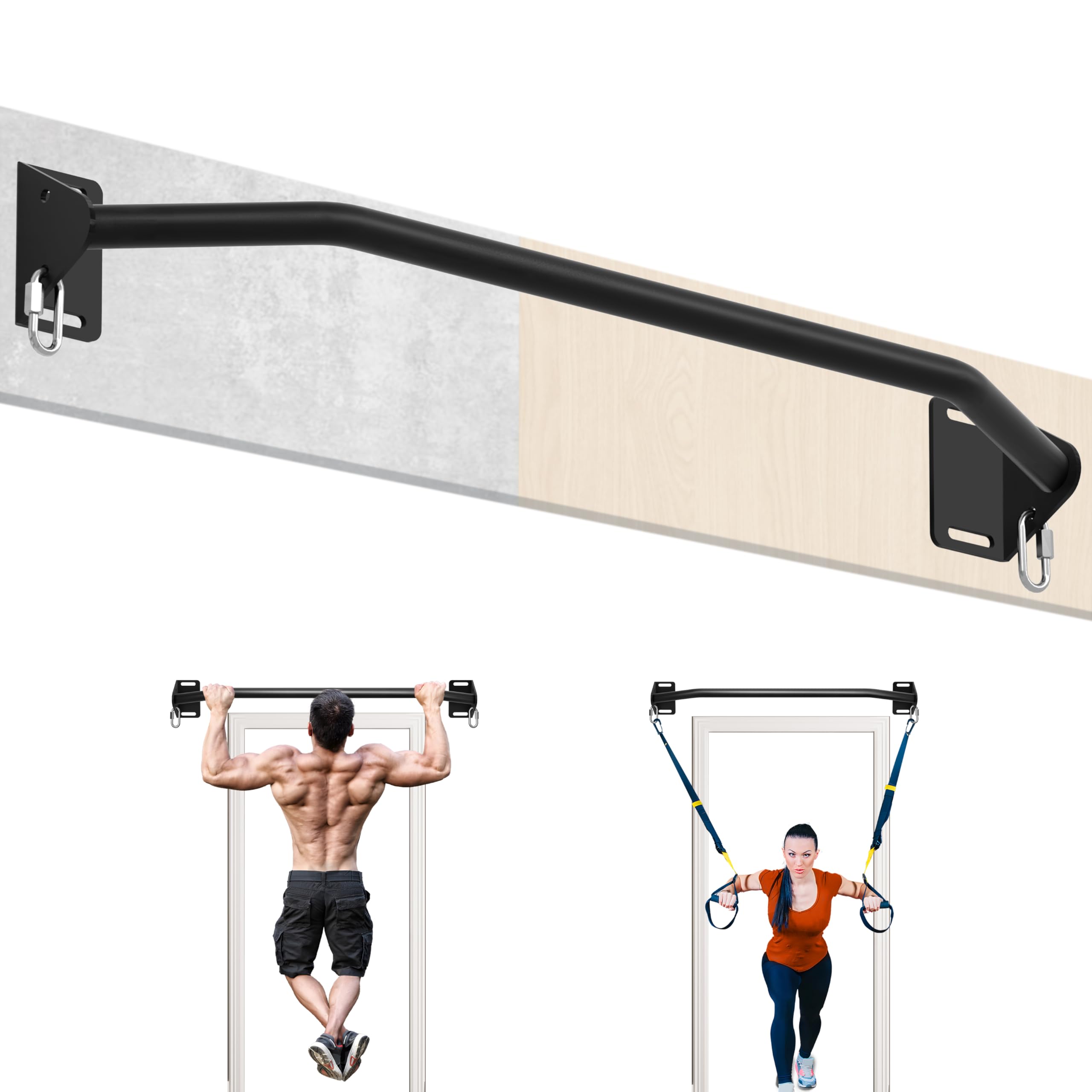 Pull Up Bar Wall Mounted-Heavy Duty Joist Mounted Pull Up Bar-Premium Strength Training Pull-Up Bars-Fast and Easy Installation for Home and Garage Use,Supports up to 600 Lbs
