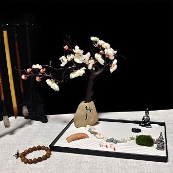Japanese Zen Garden Kit, Mini Zen Garden Home Decoration, Zen Sand, Mini Sand Rock Ornament, Meditation Accessories and Gift, Japanese Garden Ornaments