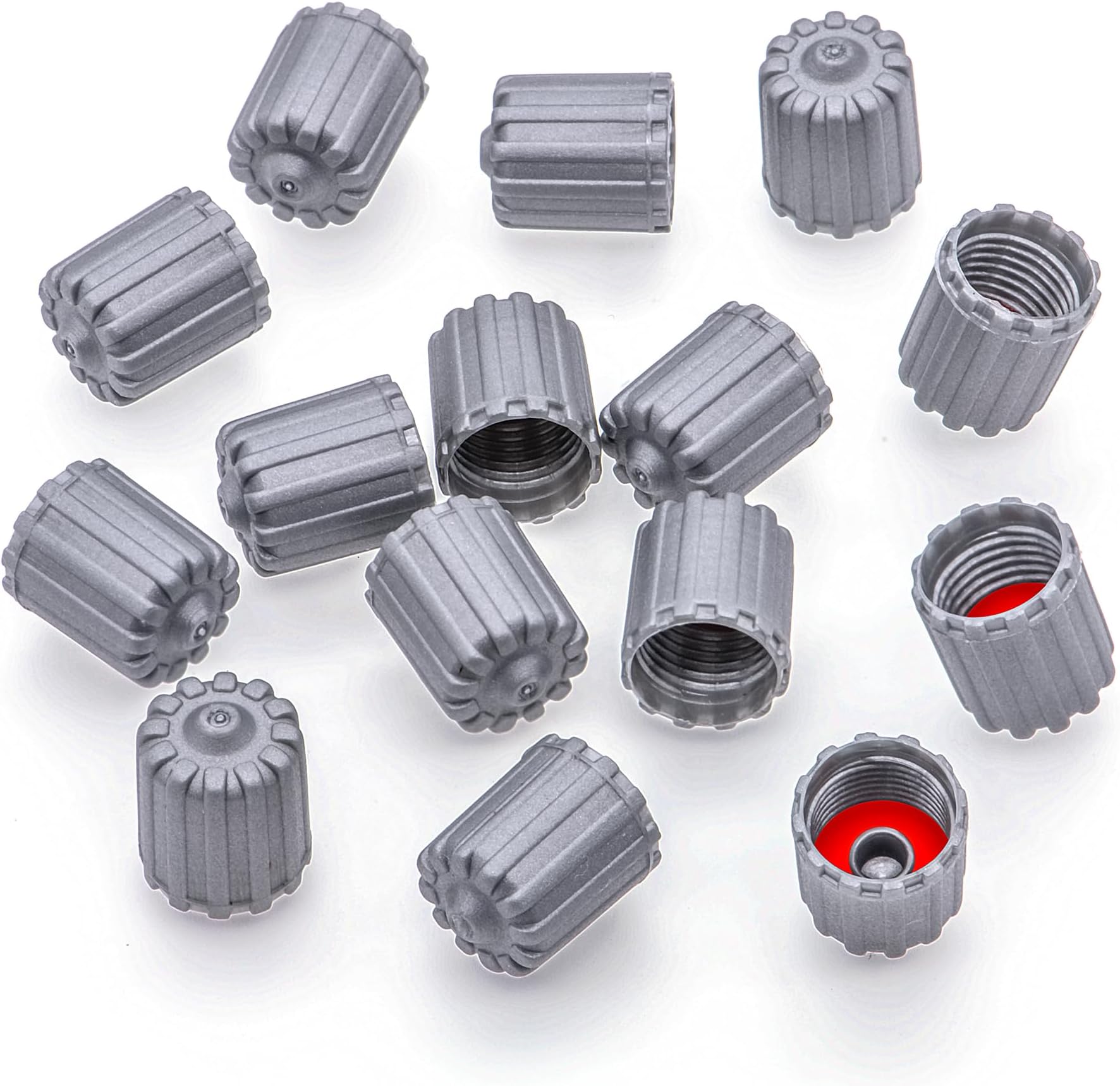 15PCS TPMS Tire Valve Stem Caps, Plastic Wheel Tire Valve Stem, with O-Ring Rubber Seal, Universal Tire Valve Stem Covers for Cars, SUV, Trucks, Bikes, Motorcycles, Bicycles(Gray)