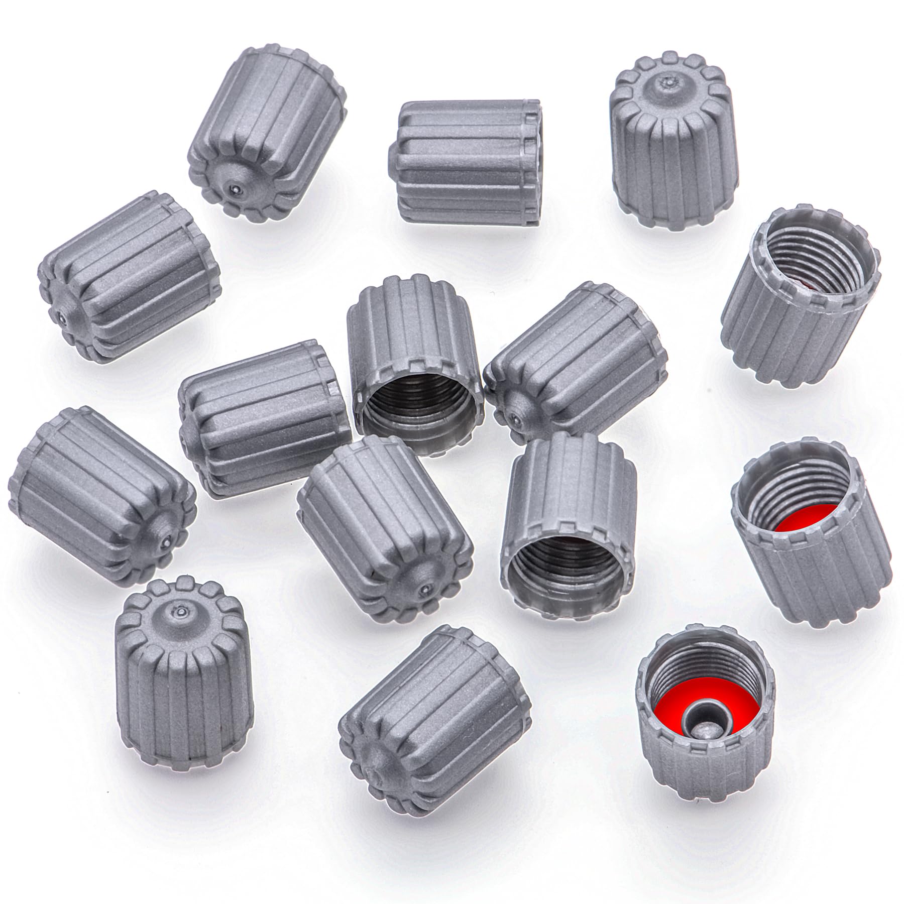 15PCS TPMS Tire Valve Stem Caps, Plastic Wheel Tire Valve Stem, with O-Ring Rubber Seal, Universal Tire Valve Stem Covers for Cars, SUV, Trucks, Bikes, Motorcycles, Bicycles(Gray)