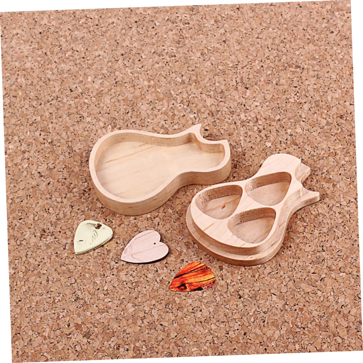 HEMOTON Scatola Per Plettri Per Chitarra in Legno Fatta Mano Di Plettri Inclusi Accessorio Per Chitarra Design Forma Di Comodo Per Riporre e Trasportare