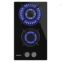 Cecotec Piani Cottura a Gas 2 Fuochi per Gas Naturale e Butano Bolero Squad G 2200S Glass Black. 5,25kW