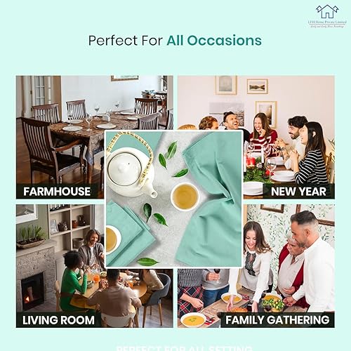 Miniatura 6 de LFH Home - Juego de 12 servilletas medidoras de algodón para mesa de comedor, elegantes servilletas de tela para bodas, fiestas o uso diario,