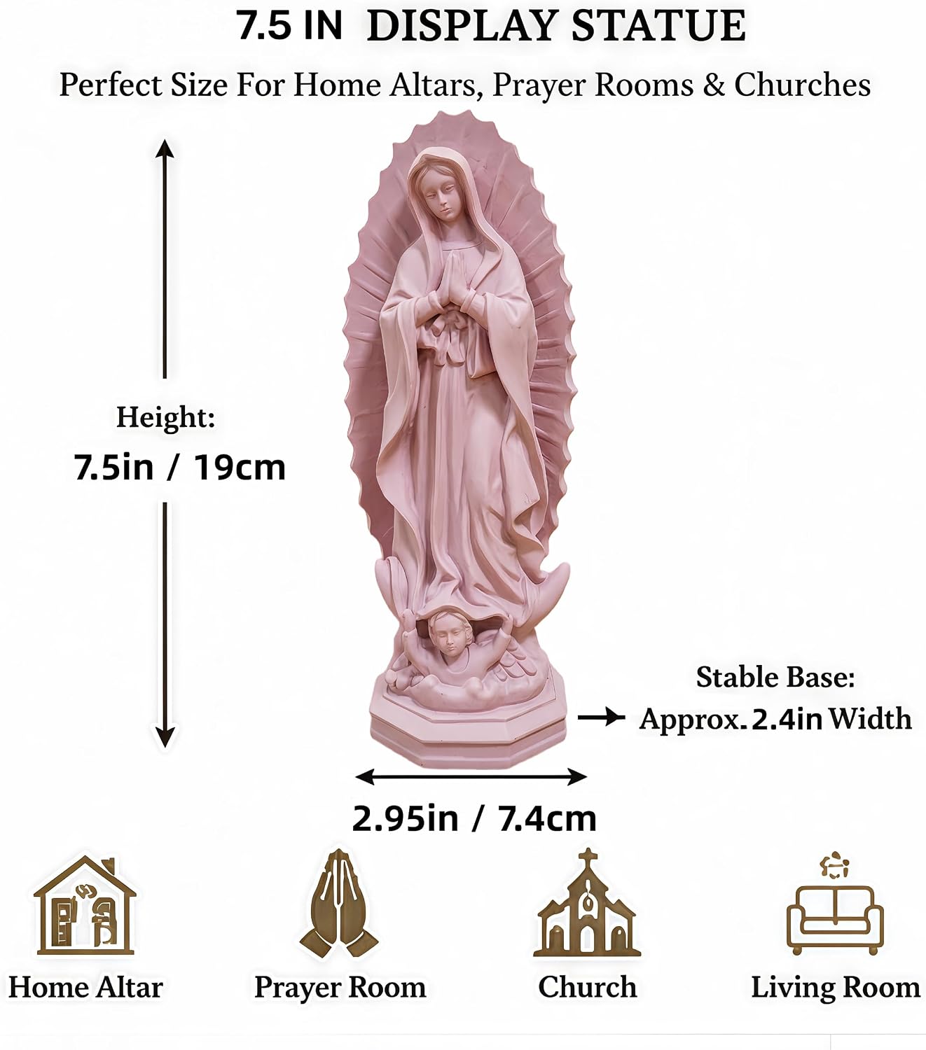 Our Lady of Guadalupe Pink Resin Statue 7.5in 1-Pack image 3