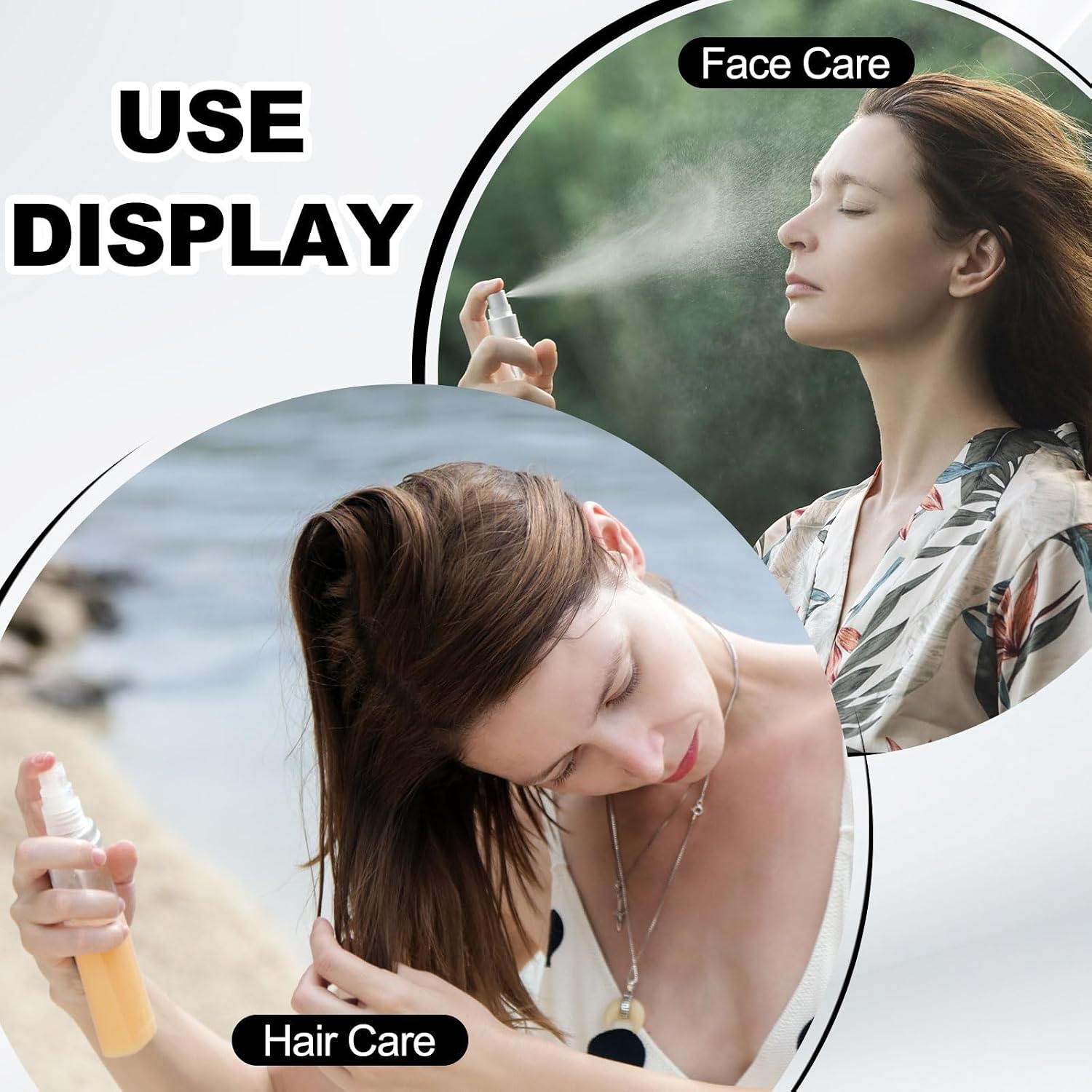 Fine Mist Spray Top, Spray Bottle Top Nozzle Sprayer Reusable Replacement (for 18/410 Cap Size) 18 Caliber Bottles Pump - For(Essential Oil Bottles/Perfumes) 4 Pcs & Black