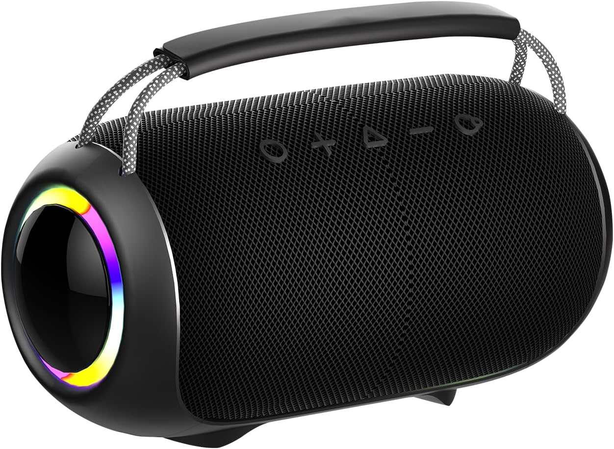 Wireless Bluetooth Speaker with LED Light Show Portable Outdoor Speaker Real Wireless Stereo Sound USB/TF/AUX Playback Ideal for Home Camping and Parties