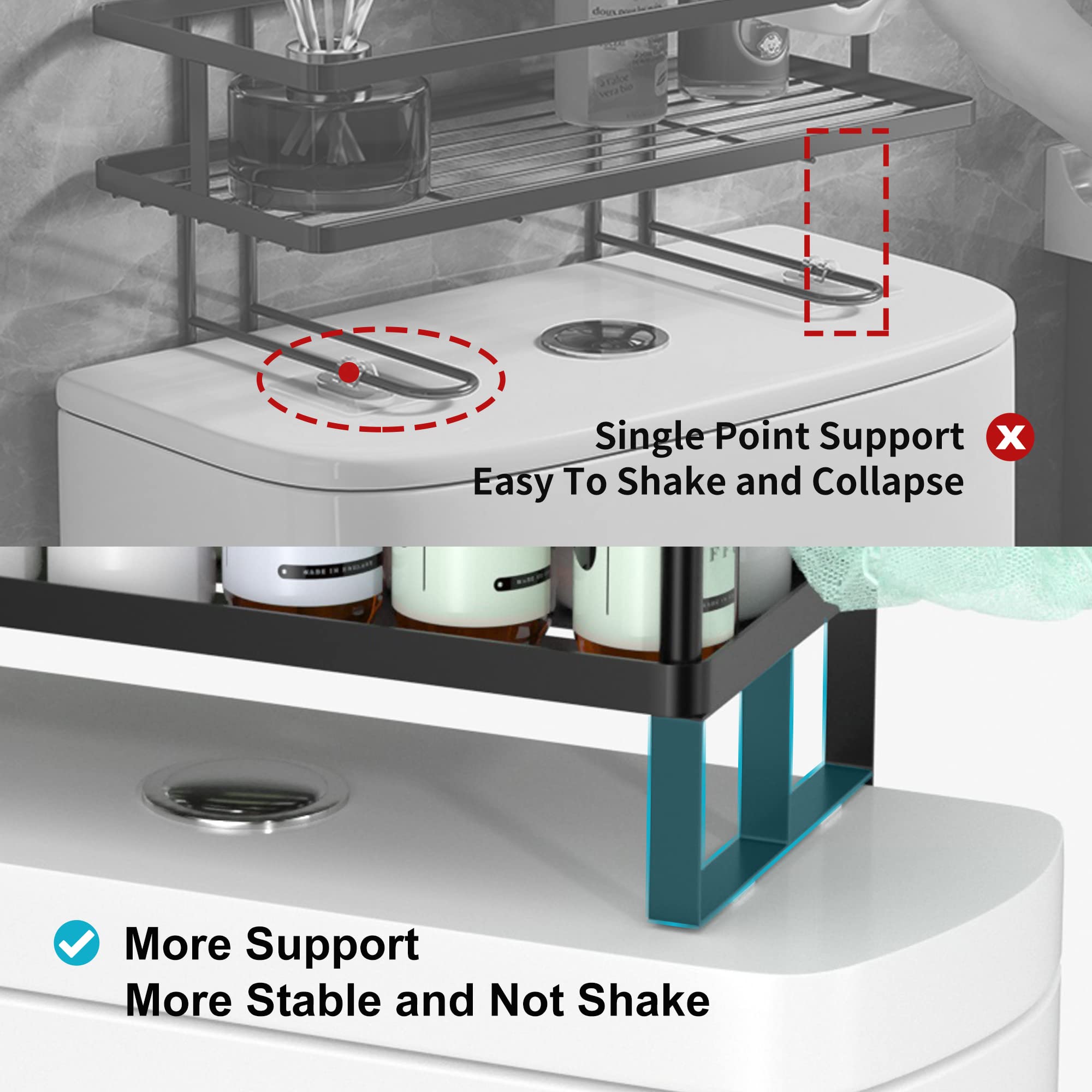 Buy Black Over The Toilet Storage Shelf, 2Tier Toilet Top Organizer