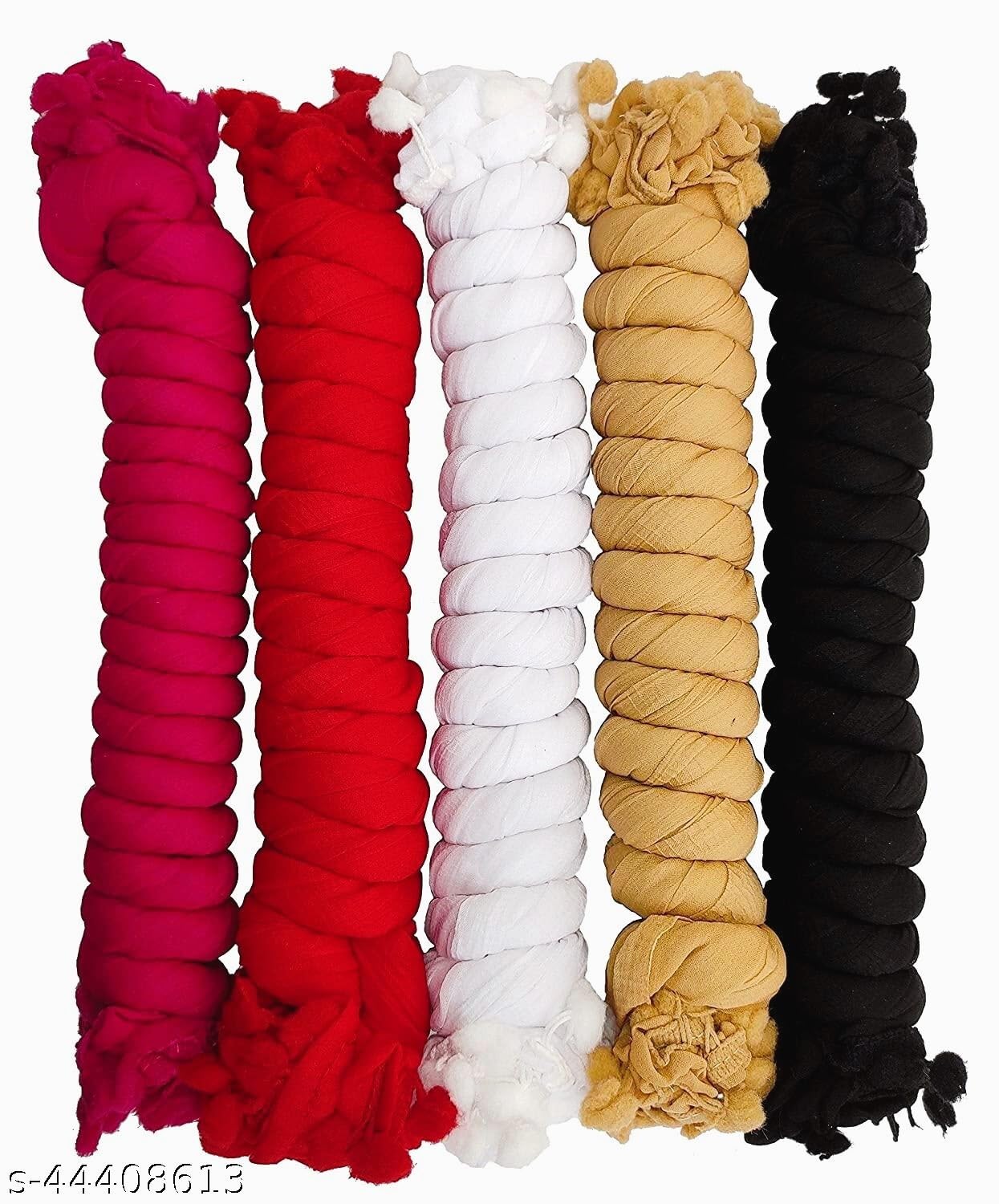 Nakoda Creation Cotton Blend Solid Women Dupatta (Pompom 5-Rani,Red,White,Beige,Black_New1) - AB67-picture-36