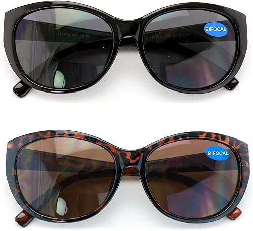 2 pares de lentes de sol de lectura bifocales para mujer Cateye Vintage Jackie Oval