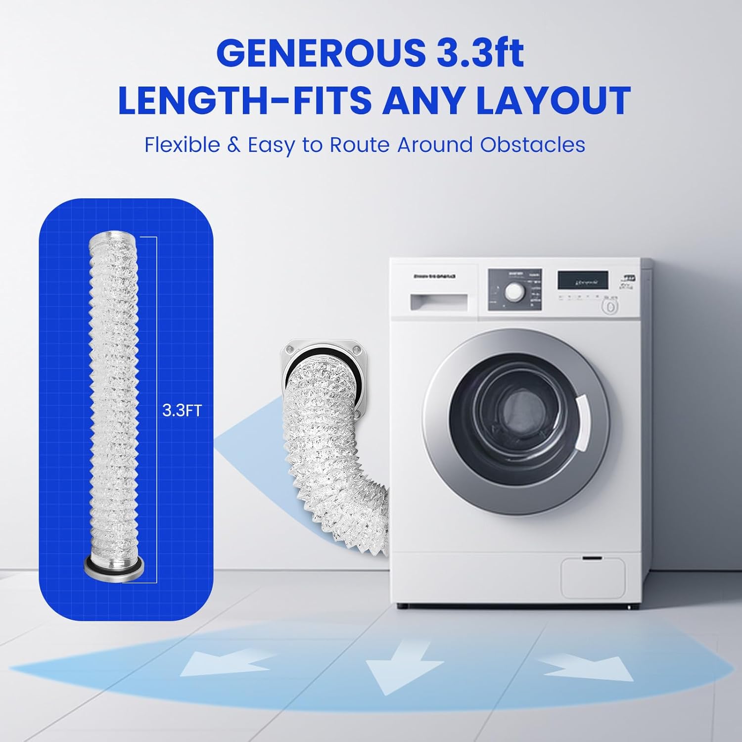 Magnetic Dryer Vent Connector Kit Dryer Vent Hose for Quick Connection and Disconnection Strong Magnet Self-Alignment Airtight Seal for Secure & Efficient Dryer Airflow Universal 3.3ft 4" Duct - Image 5