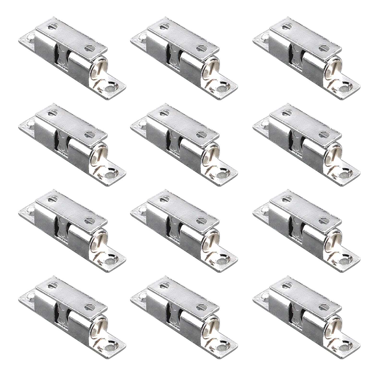 12Pcs Double Balls Tension Roller Catch Latches Cabinet Door Zincs Alloy Closet Balls Tension Latches Door for Cupboard Wardrobe