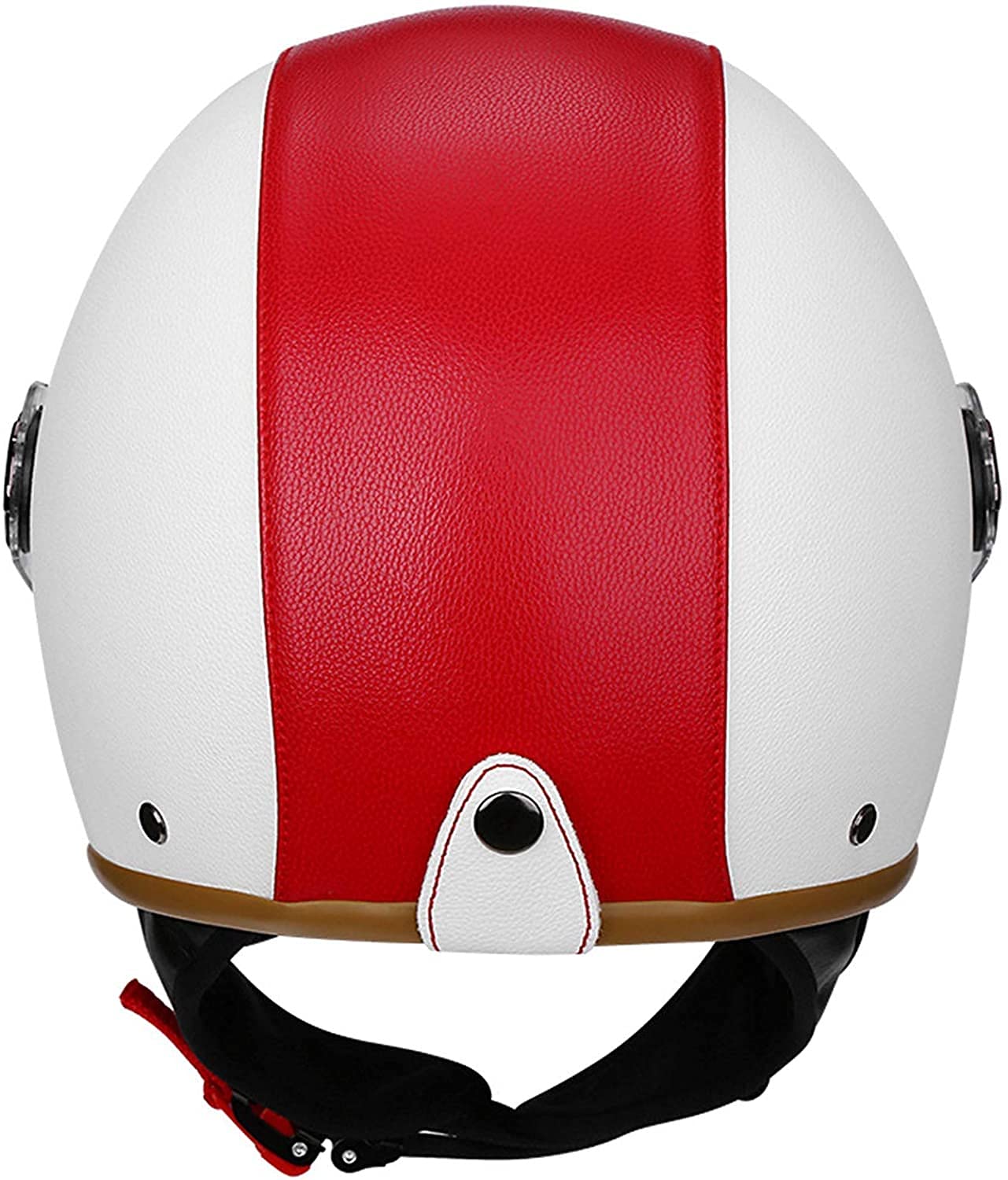Casco Moto Jet Vintage In Pelle PU – Mezzo Casco Con Visiera, Certificato ECE, Leggero 700g, Unisex