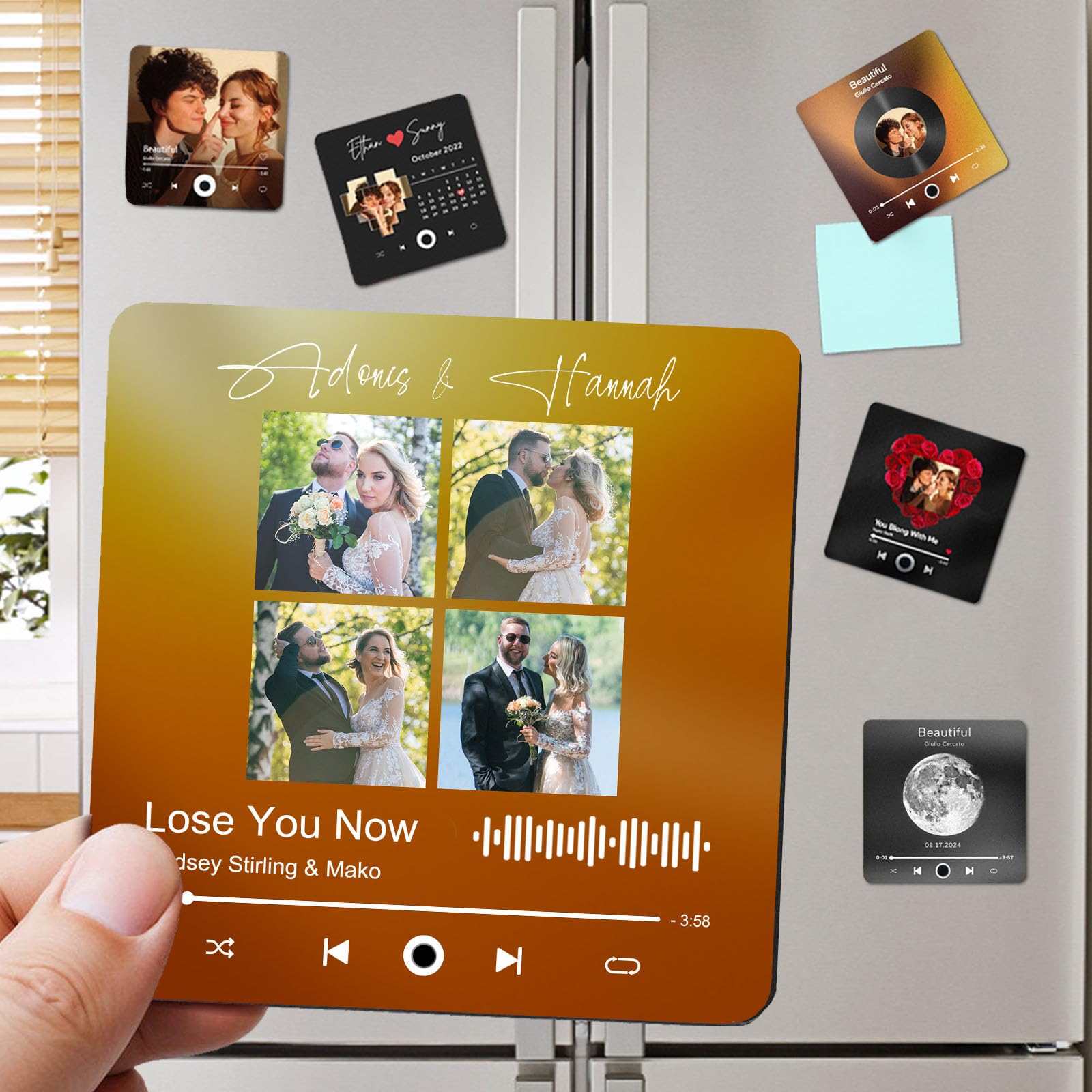 Ronbeaud Style8 Custom Music Fridge Magnet With Photo Personalised Music Refrigerator Magnets Plays Song Customised Anniversary Christmas Valentine's Day Gifts For Bf Gf