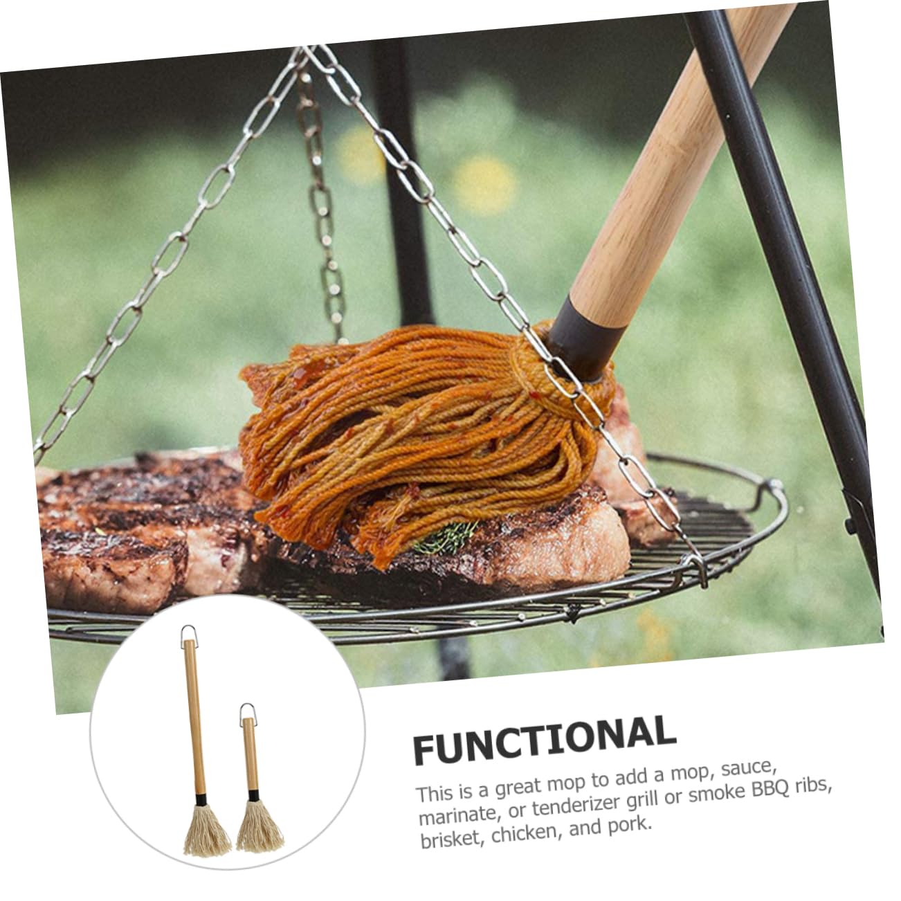 2pcs Bbq Basting Mop Brush Set for Grilling Sauce