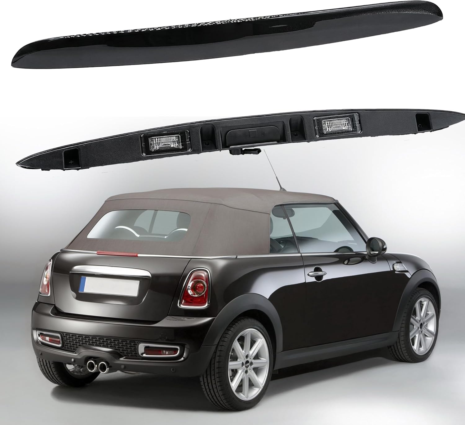 Black Rear Trunk Hatch Handle with Lamp/Tailgate Trim Lid Trunk Liftgate Pull Handle Compatible with BMW Mini Cooper R56 R57 Series 2005-2015, Replaces# 51132753603.Backhatch Release Handle(Black)