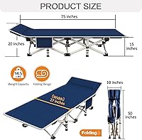 Vista 3 de Paquete de 2 catres de camping con colchón, catres de camping cómodos para adultos para 2 personas, catre plegable resistente para dormir con bolsa