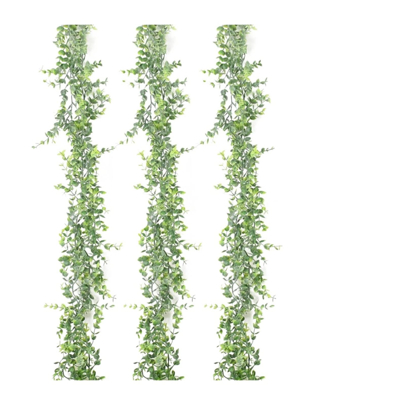 TOORU TRUSTTWO 3Packs 6ft Künstliche Eukalyptus-Girlande Wandbehang Gefälschte Pflanzenreben for Hochzeit Zuhause Zimmer Garten Dekoration Kunststoff Rattan The 3pack White Green