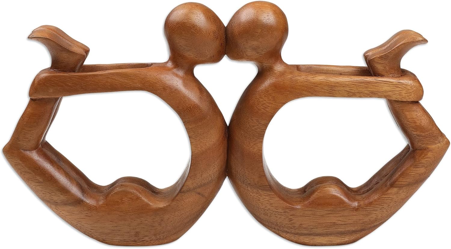 NOVICA Brown Yoga Suar Wood Sculpture, 8.25" Tall 'Yoga Circle of Love'