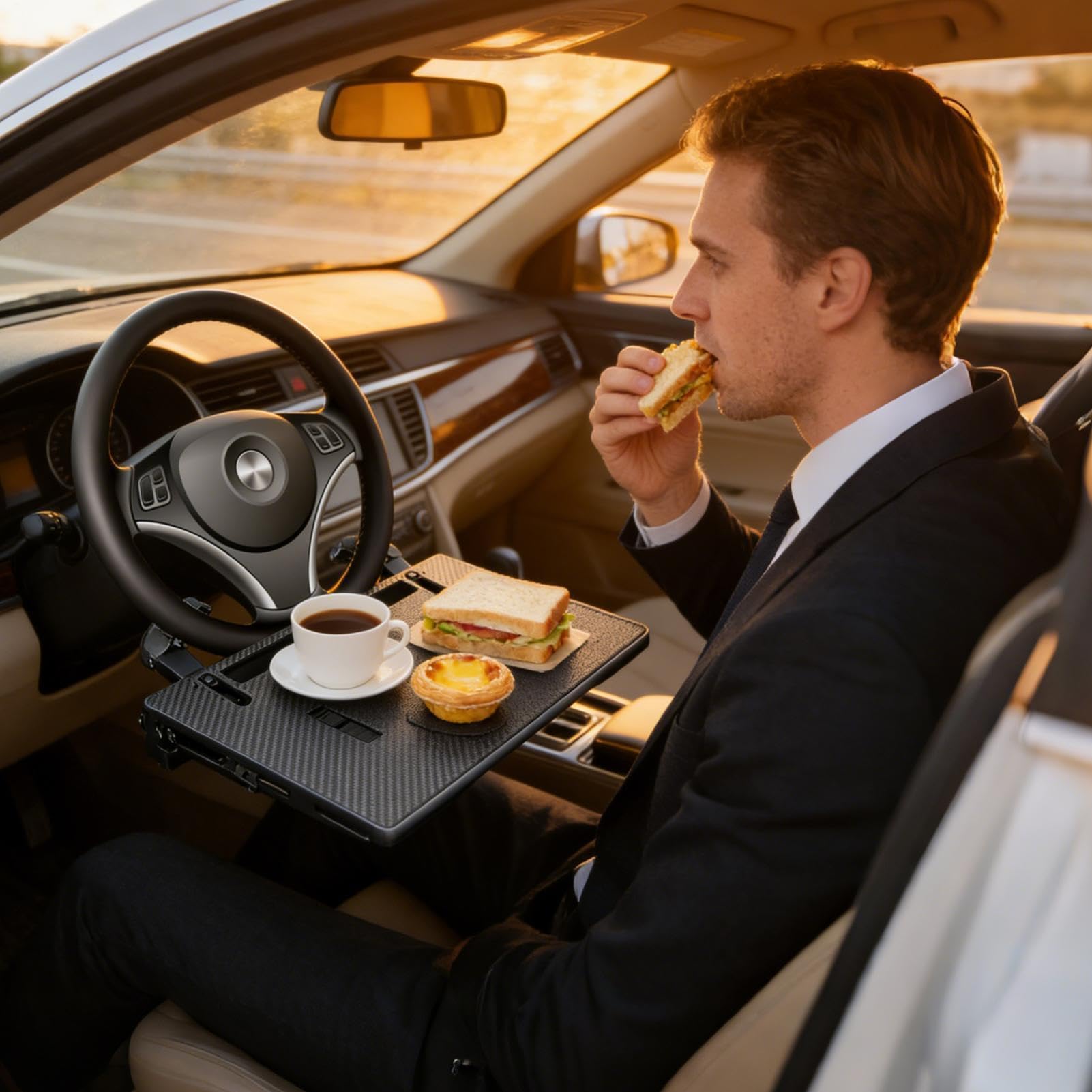 Lenkradtisch für Laptop Klemmsystem-Schreibtisch | Arbeitstisch für Autofahrer Zum Schreiben, Lesen und Arbeiten im