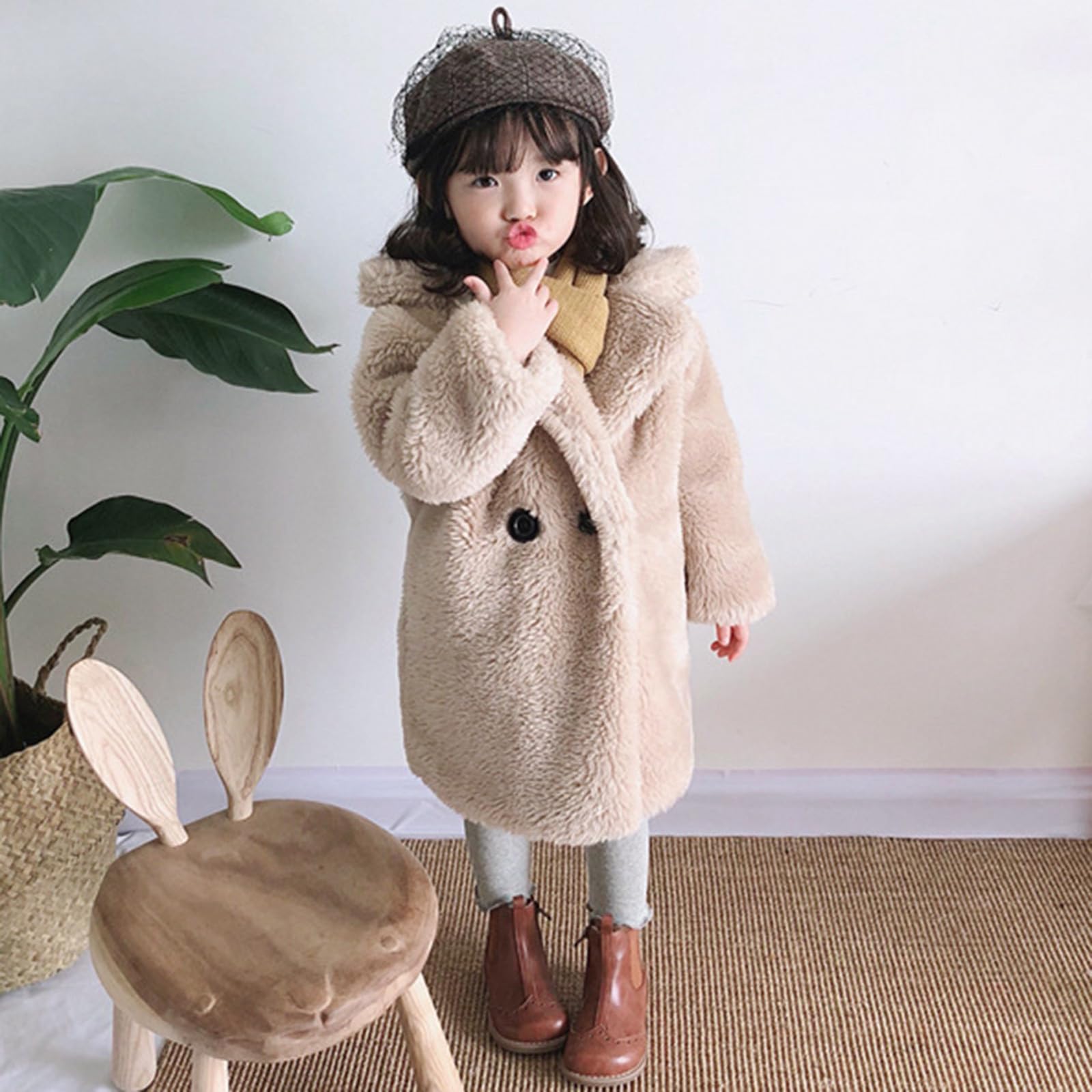 Abrigo para niñas pequeñas, chaqueta gruesa a de viento de invierno, chaqueta de abrigo con botones de forro polar cálido para niños Abrigo Mujeres