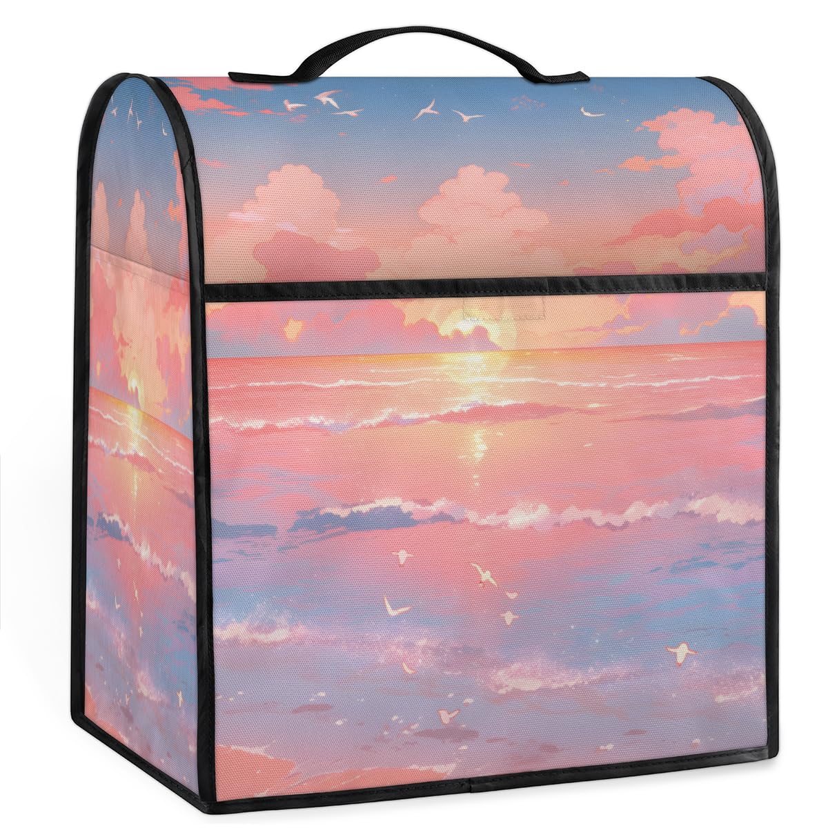 Coffee Maker Cover Beach Ocean Watercolor Kitchen Appliance Covers Small Appliance Covers Blender Cover Juicer Cover Dust Covers for Kitchen Appliances with Top Handle and Pockets,Washable,B146