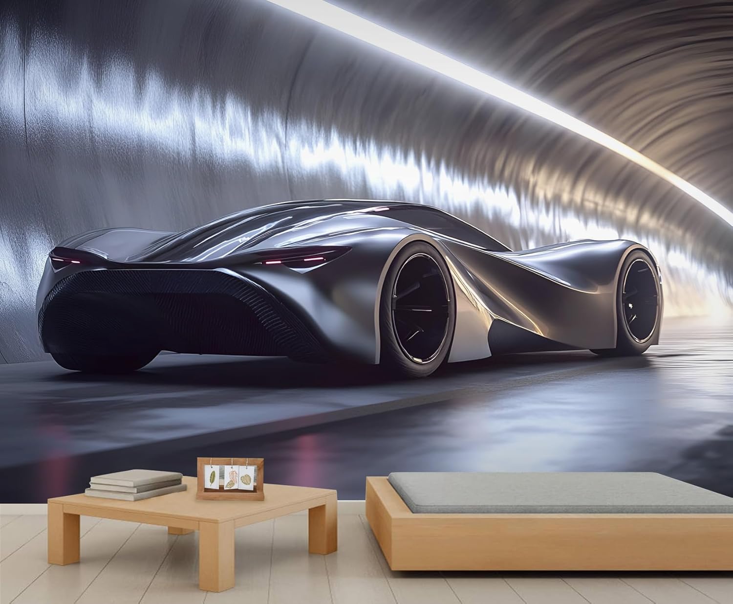 Cool Sports Car Wall Mural for Boys Bedroom - 79" x 79" Murals, Modern Wallpaper for Living Room, Race Car 3D Wall Murals, Supercar Mural Wallpaper (Not Peel and Stick)