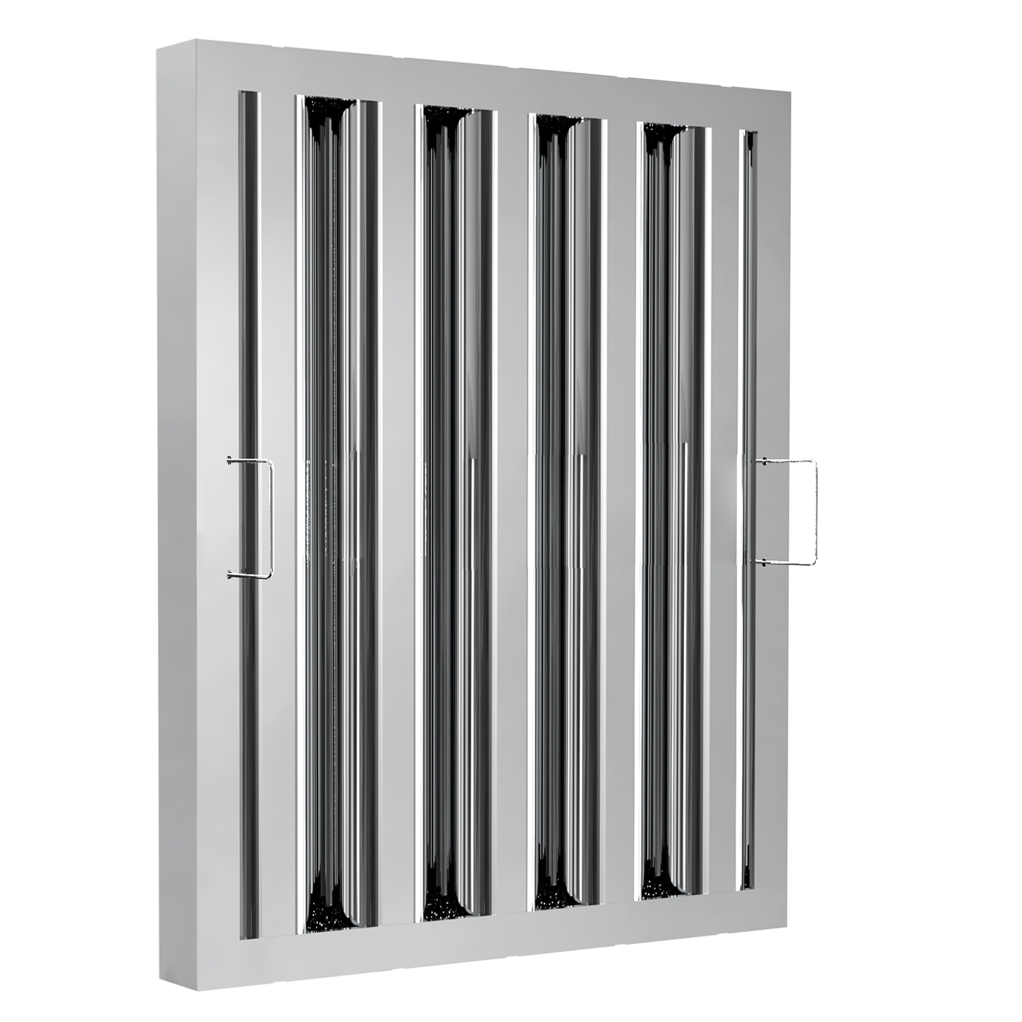 Stainless Steel Commercial Kitchen Hood Filter, Range Hood Baffle Grease Filter for Restaurant Exhaust Hoods, UL/NSF Listed, 15.5 W x 19.5 H Inch 4 Grooves Hood Filters（1 Pack）