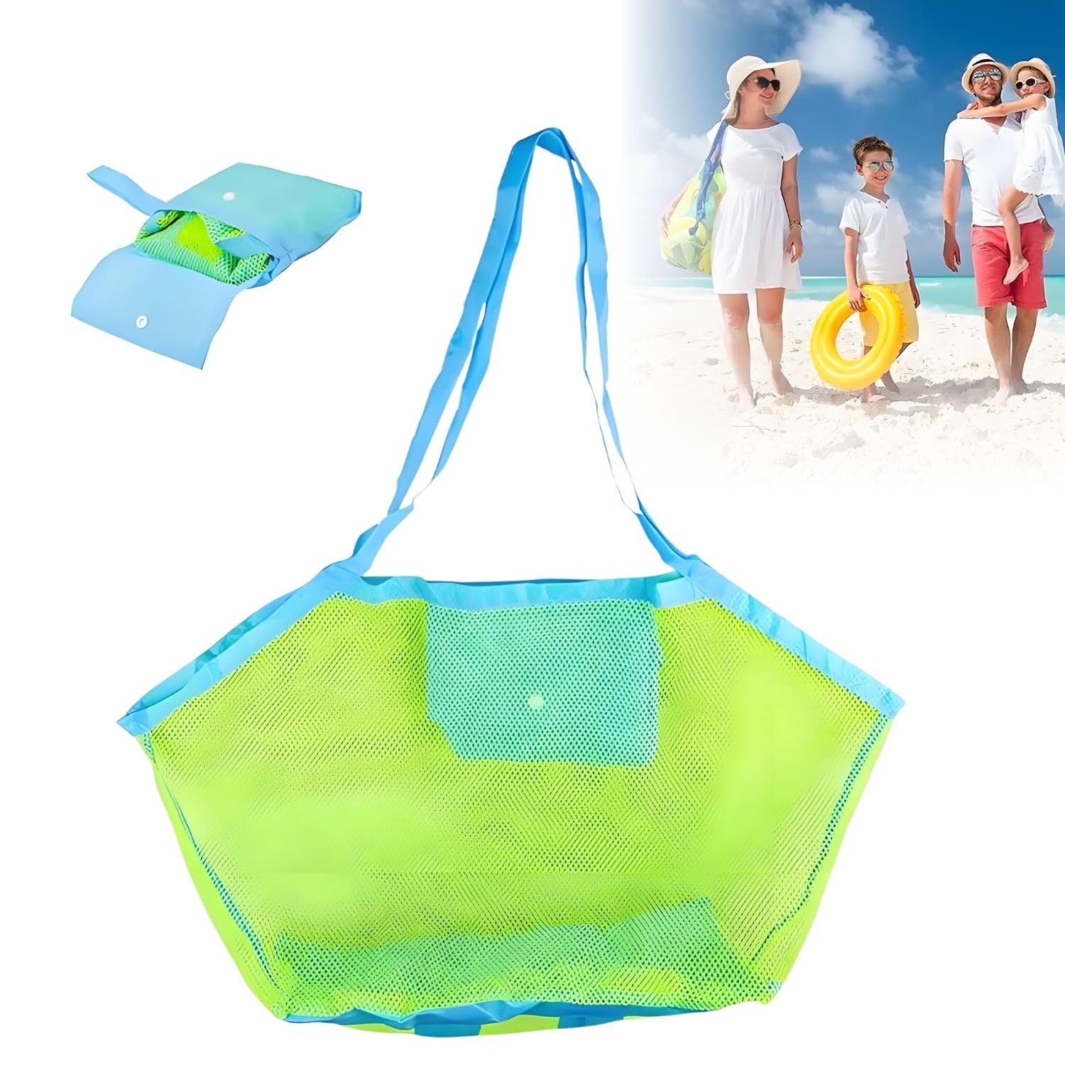 Borsa A Rete Appendere Per Piscina, Grande Capacità 144x85cm, Sacca Porta Giocattoli Per Parco Giochi